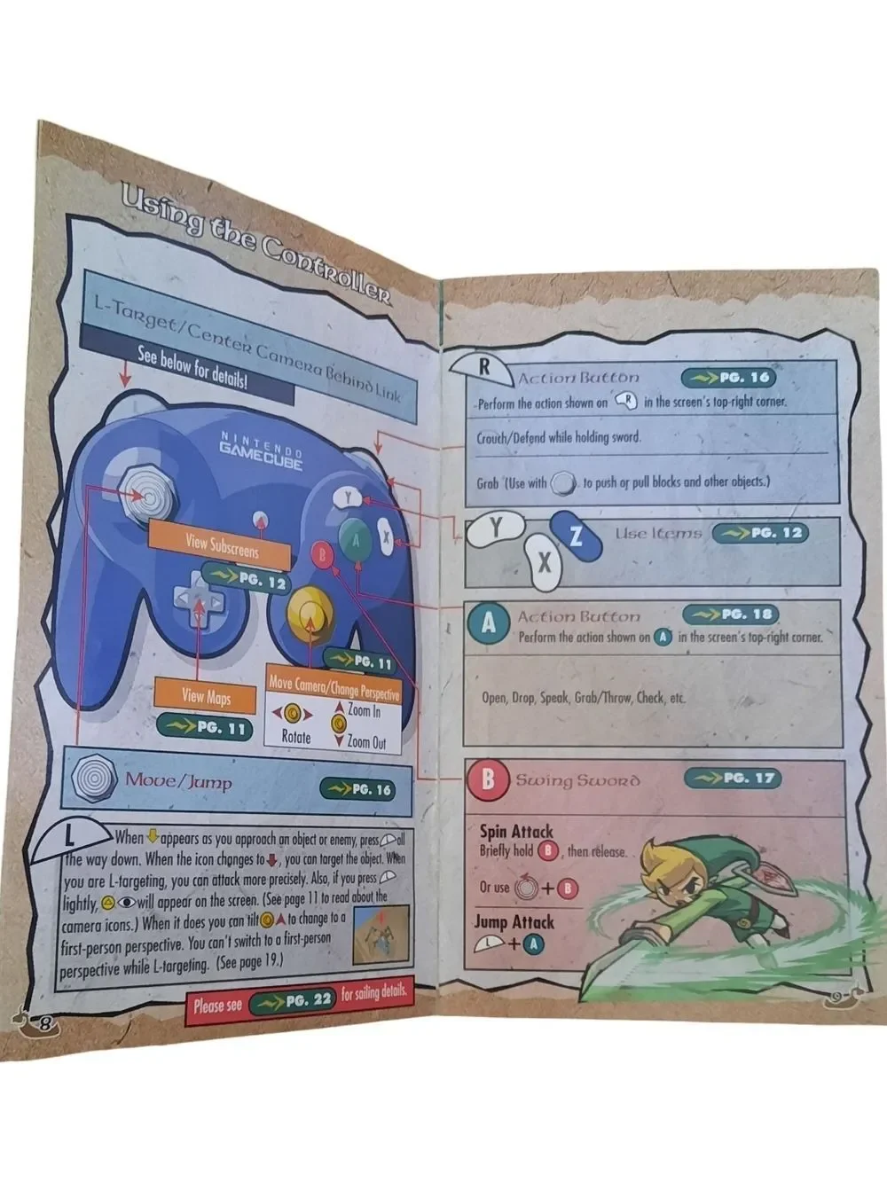 Nintendo The Legend of Zelda: The Wind Waker Instruction Booklet – Blue & Green